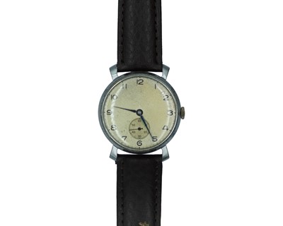 Lot 616 - A 1940's stainless steel manual wind over-sized gentleman's wristwatch.