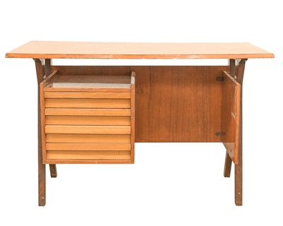 Lot 247 - A mid-century teak and formica desk.