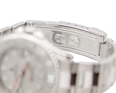 Lot 658 - ROLEX - A fine Yacht-Master platinum and steel gentleman's mid-size bracelet wristwatch.
