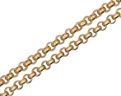 Lot 77 - An 18k belcher-link 18" neck chain.