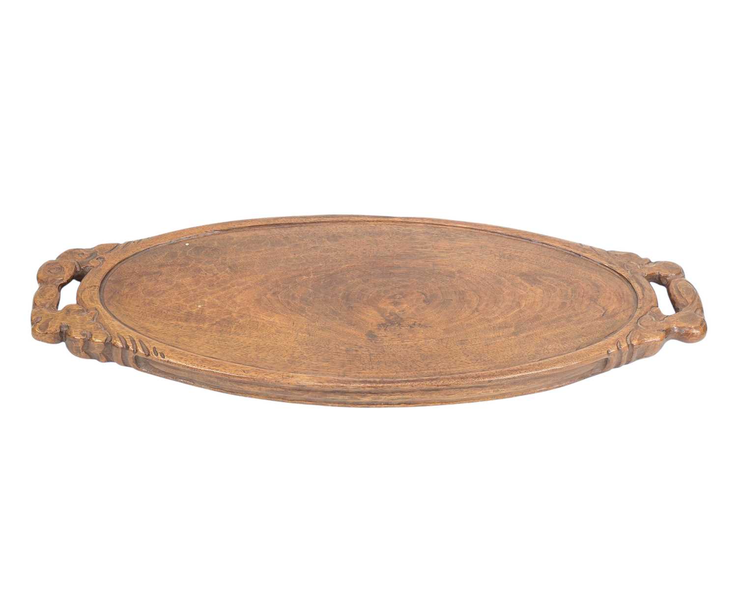 Lot 39 - A carved walnut oval tray.