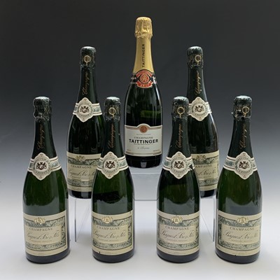Lot 56 - One bottle Tattinger champagne (NV) and six...