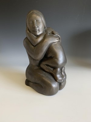 Lot 160 - A cold cast bronze mother and child sculpture...