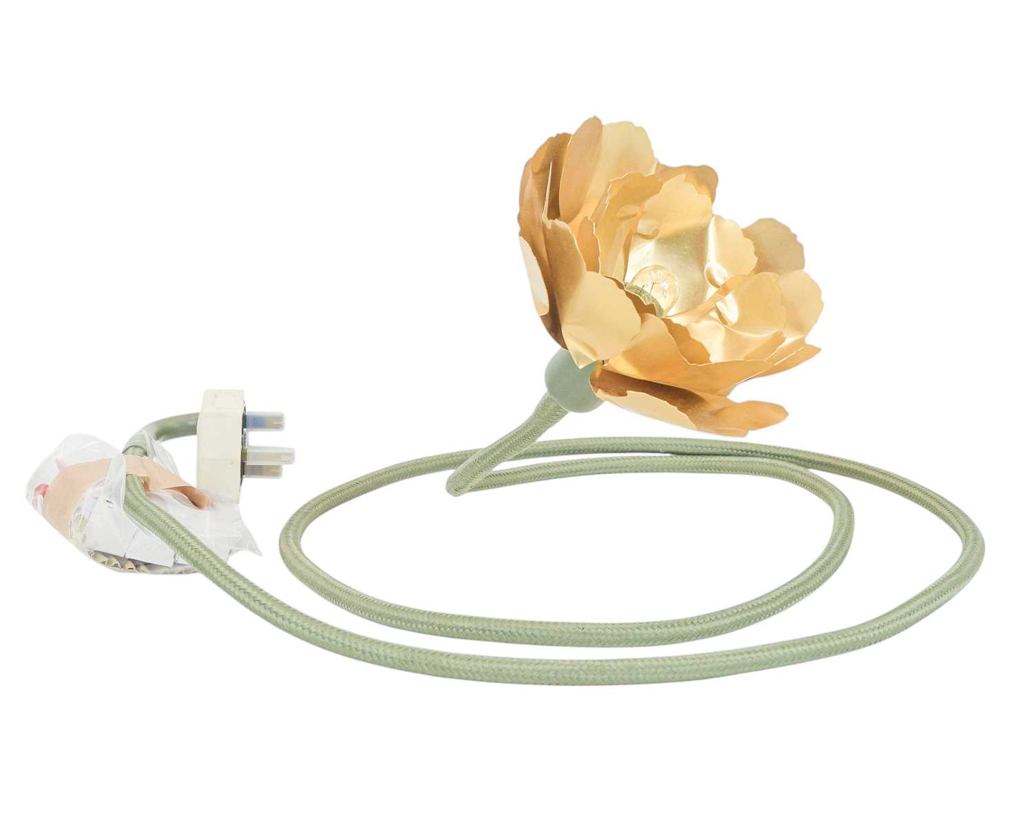 Lot 35 - A Habitat flexible stem gold colour flower lamp, designed by Helena Christensen.
