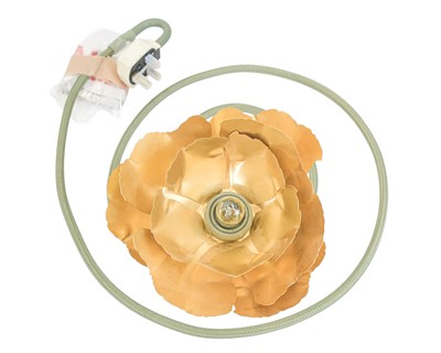 Lot 35 - A Habitat flexible stem gold colour flower lamp, designed by Helena Christensen.
