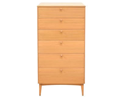 Lot 373 - A Lebus walnut tallboy chest.
