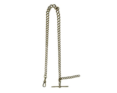 Lot 556 - An 18k graduated curb-link Albert watch chain.