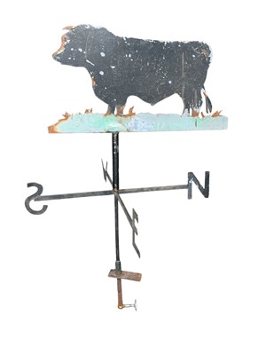 Lot 122 - A cast-iron weathervane with Aberdeen Angus cow finial.