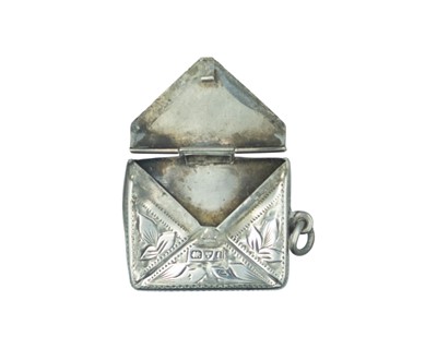 Lot 568 - A silver stamp fob case.
