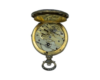 Lot 514 - LECONTE GENÉVE - An attractive Swiss silver-gilt and enamel seed pearl set lady's pocket watch.