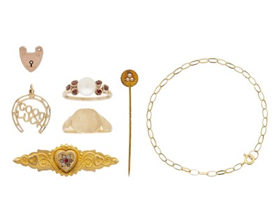 Lot 176 - A collection of 9k gold jewellery.