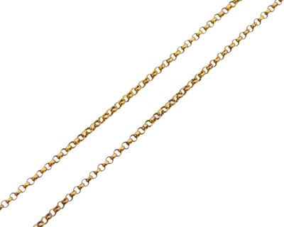 Lot 143 - A gold belcher link longuard neck chain.