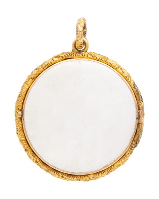 Lot 150 - A Victorian 9k framed and glazed double-sided locket pendant.