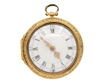 Lot 501 - A fine early 18th-century gold repoussé paircase fusee verge pocket watch signed Jno Hodges LONDON.