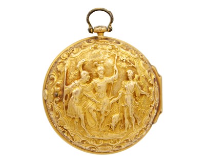 Lot 501 - A fine early 18th-century gold repoussé paircase fusee verge pocket watch signed Jno Hodges LONDON.