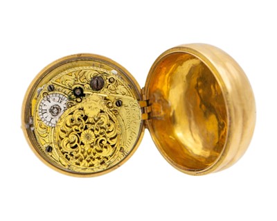 Lot 502 - A rare early 18th-century gold pair case fusee verge pocket watch, signed ROUSSEAU LONDON.