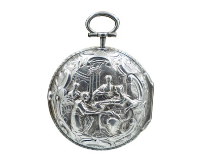 Lot 506 - An early 18th-century repoussé silver pair cased fusee verge pocket watch signed Jo Kirk London.