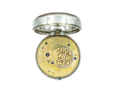 Lot 515 - A George III silver pair case fusee verge half-hunter pocket watch signed John Farrer, PONTEFRACT.