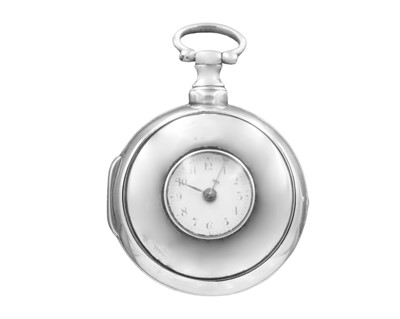 Lot 515 - A George III silver pair case fusee verge half-hunter pocket watch signed John Farrer, PONTEFRACT.