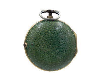 Lot 508 - An 18th-century gilt metal and shagreen pair cased fusee verge pocket watch, Wm Harrison London.