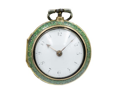 Lot 508 - An 18th-century gilt metal and shagreen pair cased fusee verge pocket watch, Wm Harrison London.