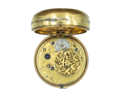 Lot 508 - An 18th-century gilt metal and shagreen pair cased fusee verge pocket watch, Wm Harrison London.