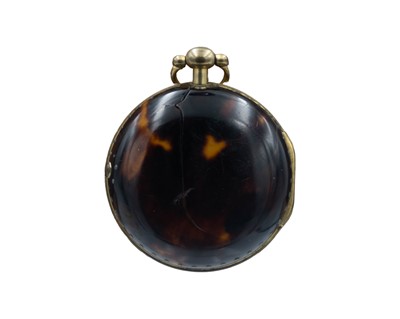 Lot 518 - An 18th-century gilt-metal and tortoiseshell pair-case fusee verge pocket watch, R Temple, London.