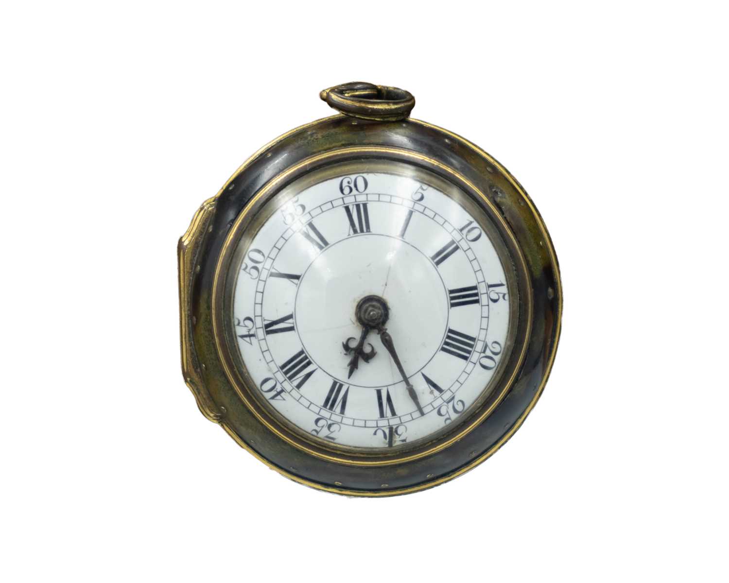 Lot 509 - An 18th-century gilt-metal and green stained tortoiseshell fusee verge pocket watch, Willm Webster, London.