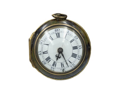 Lot 509 - An 18th-century gilt-metal and green stained tortoiseshell fusee verge pocket watch, Willm Webster, London.