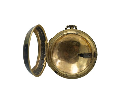 Lot 509 - An 18th-century gilt-metal and green stained tortoiseshell fusee verge pocket watch, Willm Webster, London.