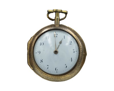 Lot 510 - An 18th-century gilt pair case fusee verge pocket watch, signed Jas Scholfield, Barnsley.