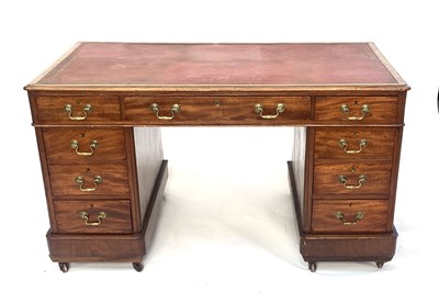 Lot 3181 - A Victorian mahogany twin pedestal writing...