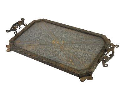 Lot 61 - A Continental Art Nouveau black painted steel tea tray.