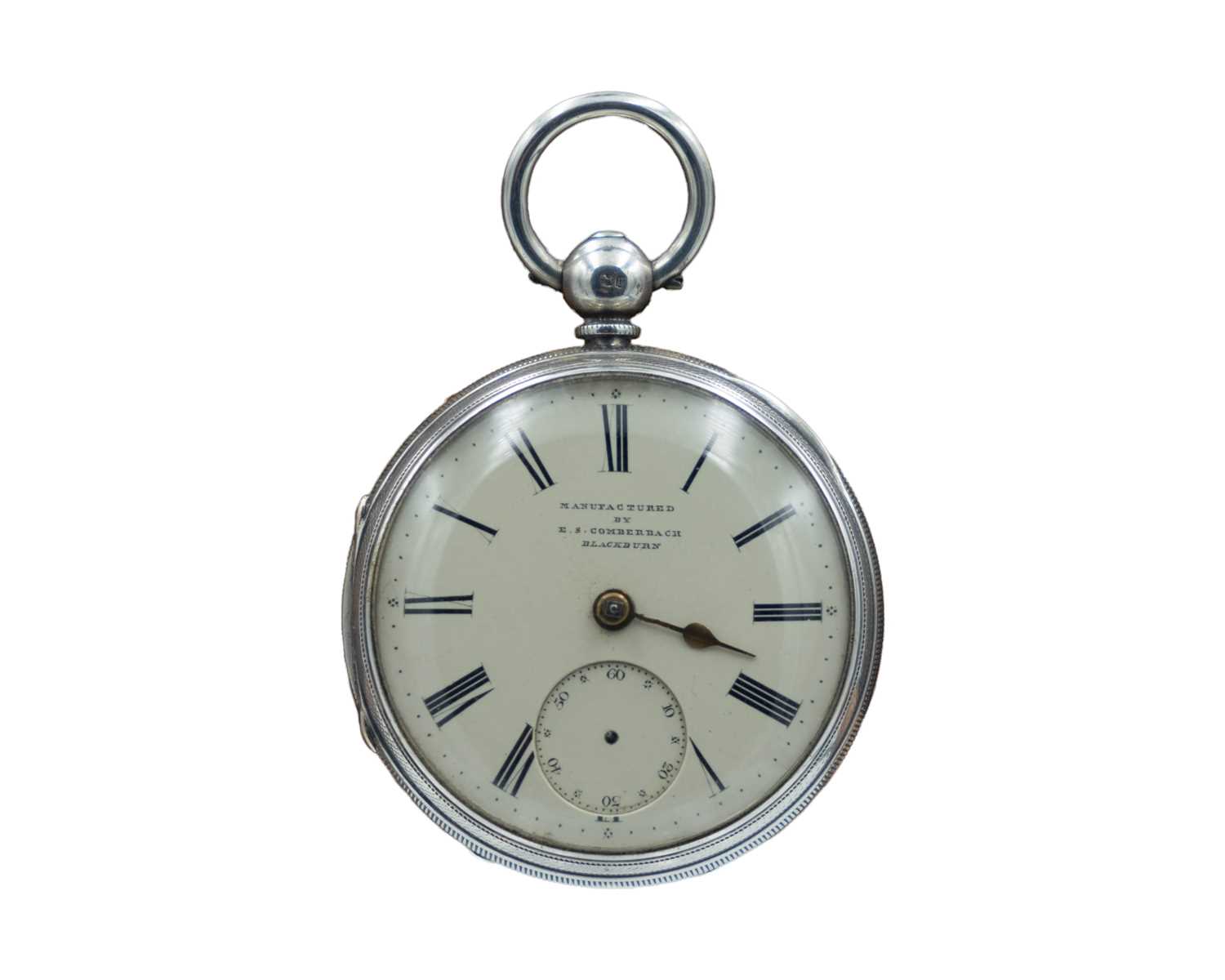 Lot 524 - A silver-cased fusee-lever key wind pocket watch signed E. S. COMBERBACH, BLACKBURN.