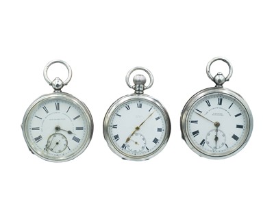 Lot 699 - A selection of three silver-cased lever pocket watches for repair or spares.