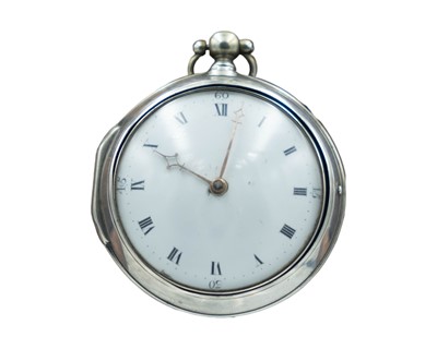 Lot 516 - Cornish interest - A George III silver pair-case fusee verge pocket watch, signed Jsr Levy, TRURO.