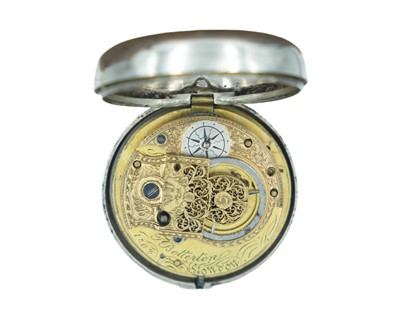 Lot 513 - A George III silver pair-case fusee verge pocket watch, signed T Betterton, London.