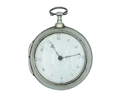 Lot 526 - A George III silver pair-case fusee verge pocket watch, signed Hartley & Son, Salop 3435.