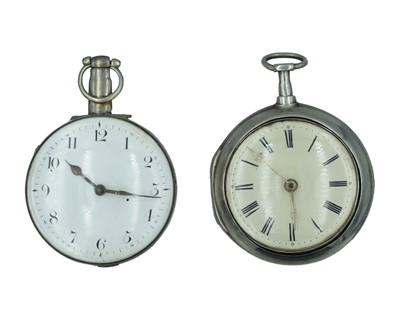 Lot 527 - Two George III silver-cased fusee verge pocket watches for repair or spares.
