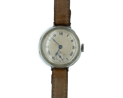 Lot 677 - Swiss 1920s silver-cased wire-lug gentleman's manual wind wristwatch.
