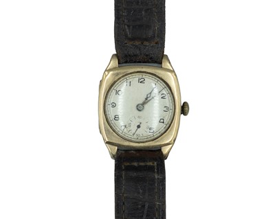 Lot 665 - ROTARY - A 1920's 9k cushion cased gentleman's manual wind wristwatch.