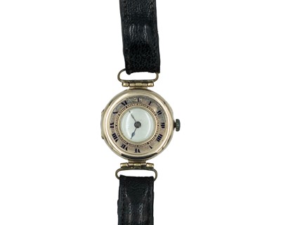 Lot 681 - TEXINA - A 1920's 9k cased half-hunter lady's manual wind wristwatch.