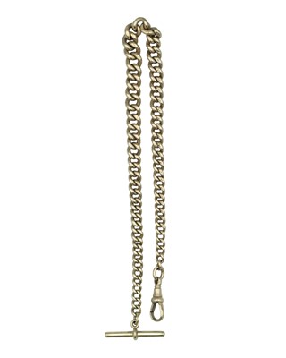 Lot 553 - A silver-gilt graduated curb-link Albert pocket watch chain.