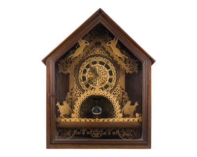 Lot 751 - An unusual fretwork clock.