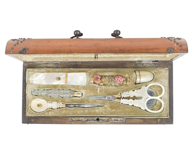 Lot 1 - A French Palais Royale satinwood cased necessaire.