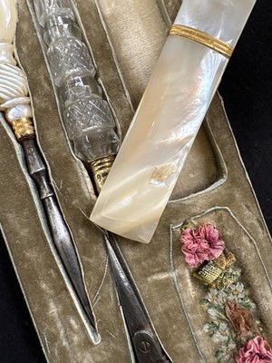 Lot 1 - A French Palais Royale satinwood cased necessaire.