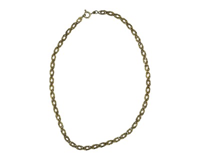 Lot 164 - A 9k hallmarked gold fancy curb-link 16.5" neck-chain.