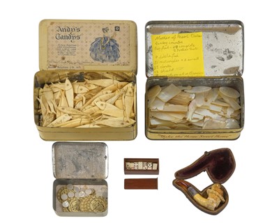 Lot 540 - A collection of Chinese mother-of-pearl and bone gaming tokens and counters.