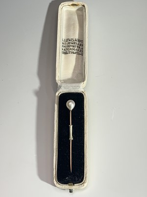 Lot 2511 - A gold stickpin with a pear-shaped pearl...