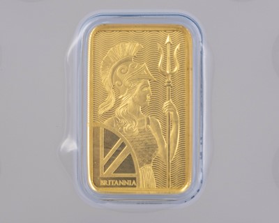 Lot 35 - ROYAL MINT 5g GOLD BAR - A Britannia 999.9 fine gold 5g bar, in blister pack with card.